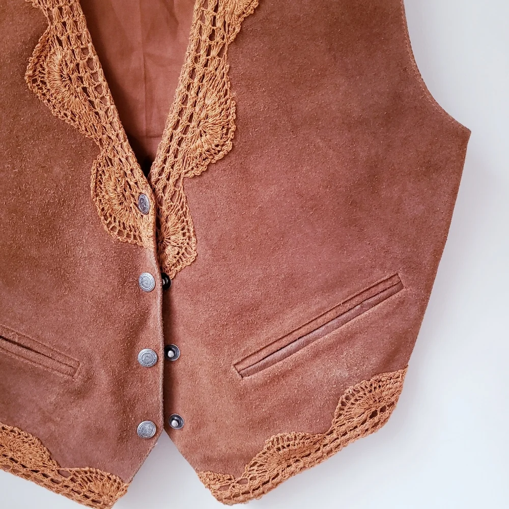 Vintage Mona Mode Tan Leather Vest - Picture 4 of 11